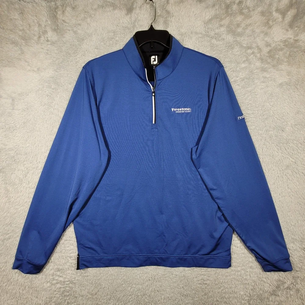 FootJoy Quarter Zip Pullover Mens Large Blue Firestone Country Club Golf‎
